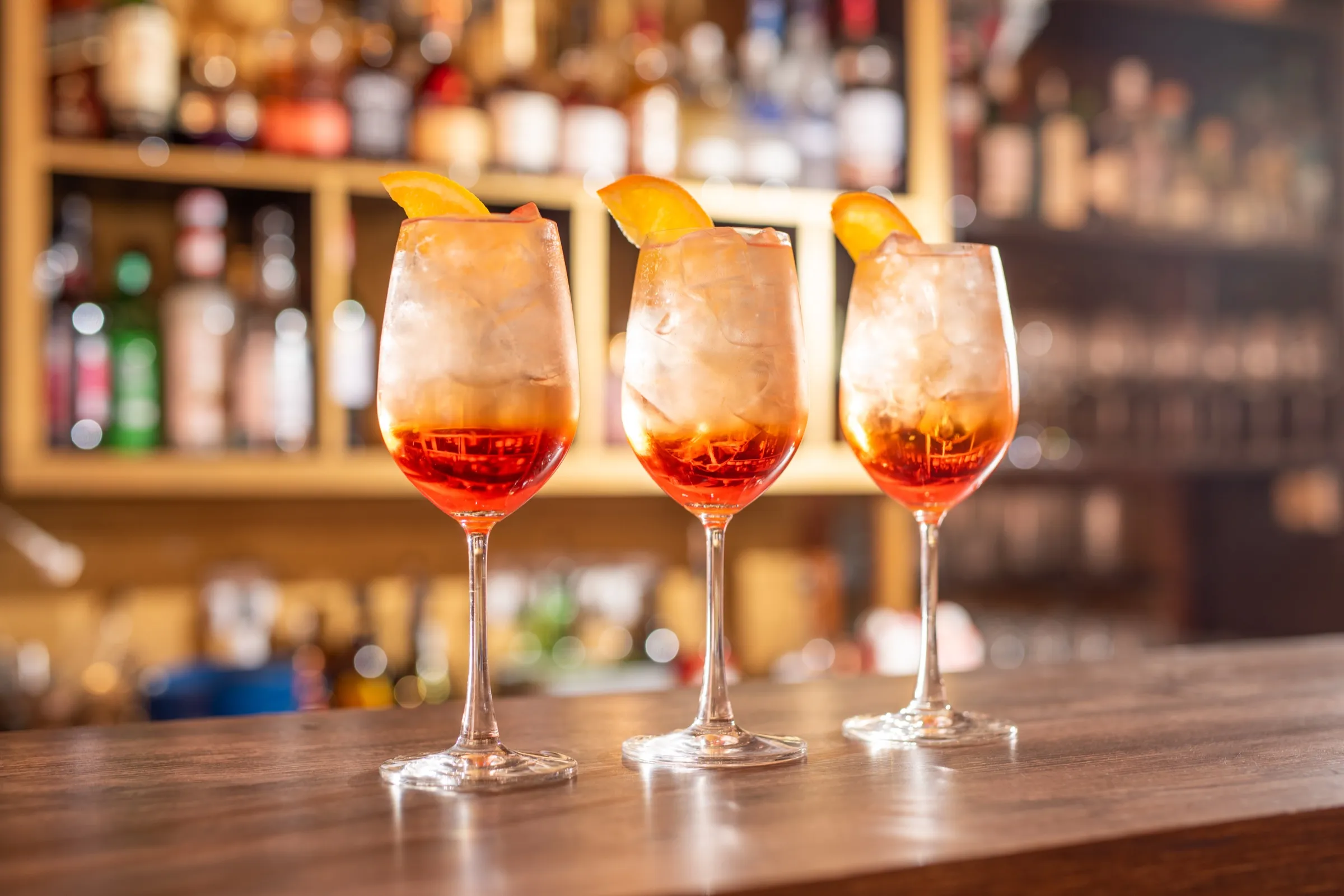 Spritz cocktails on the bar
